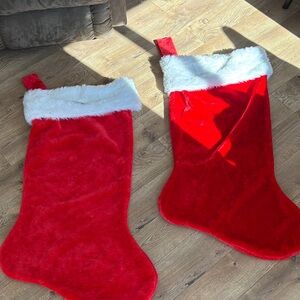 Oversized Red Christmas Stockings with White Fur Trim